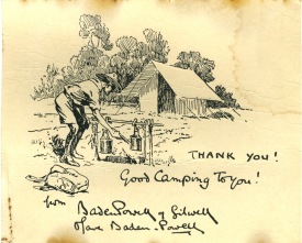 Kort til Gunnars Guðlaugssonar frá Baden Powell og frú
