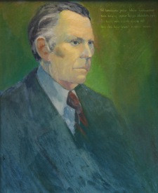 Málverk Kristins G. Jóhannssonar af Heiðreki Guðmundssyni