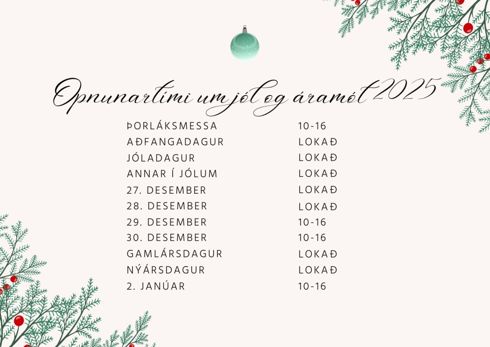 Afgreiðslutími um jól og áramót