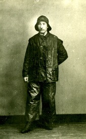 Lárus Rist ferðbúinn til sunds yfir Eyjafjörð 6. ágúst 1907