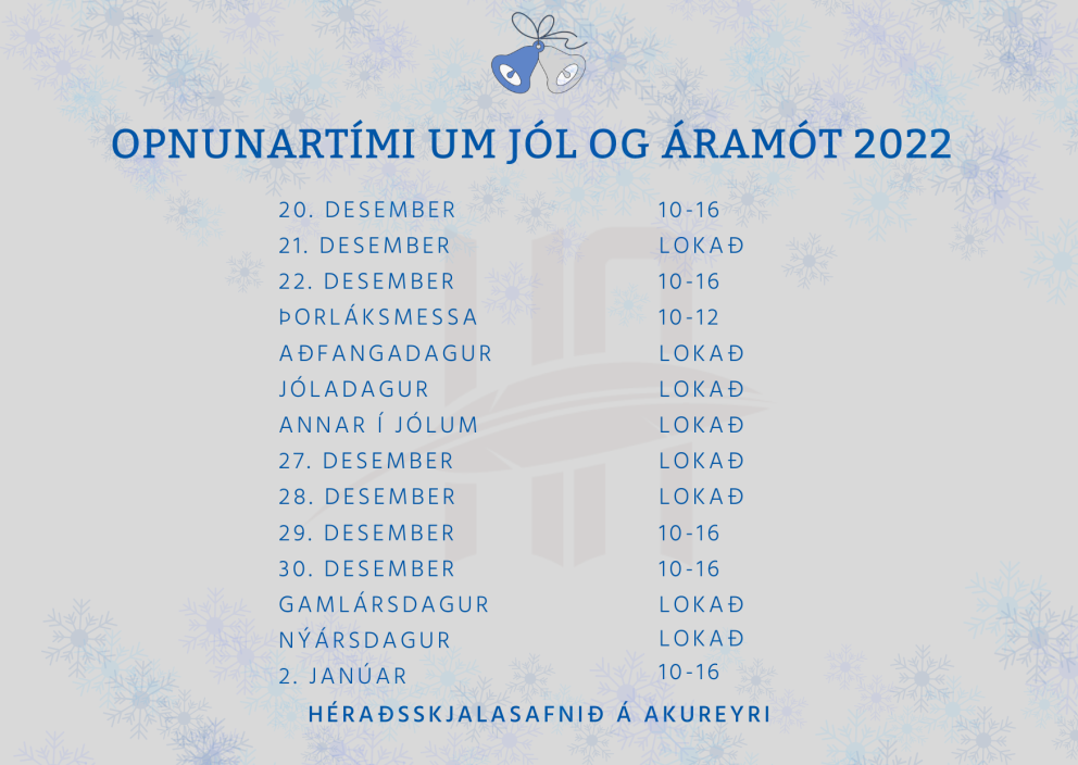 Afgreiðslutími um jól og áramót