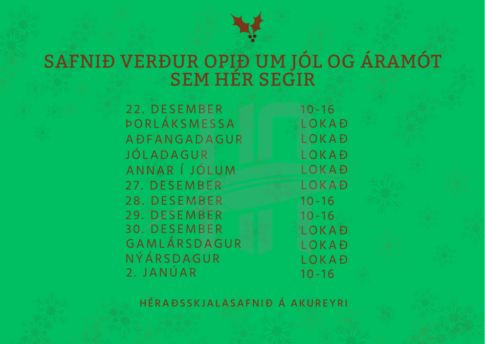 Afgreiðslutími um jól og áramót