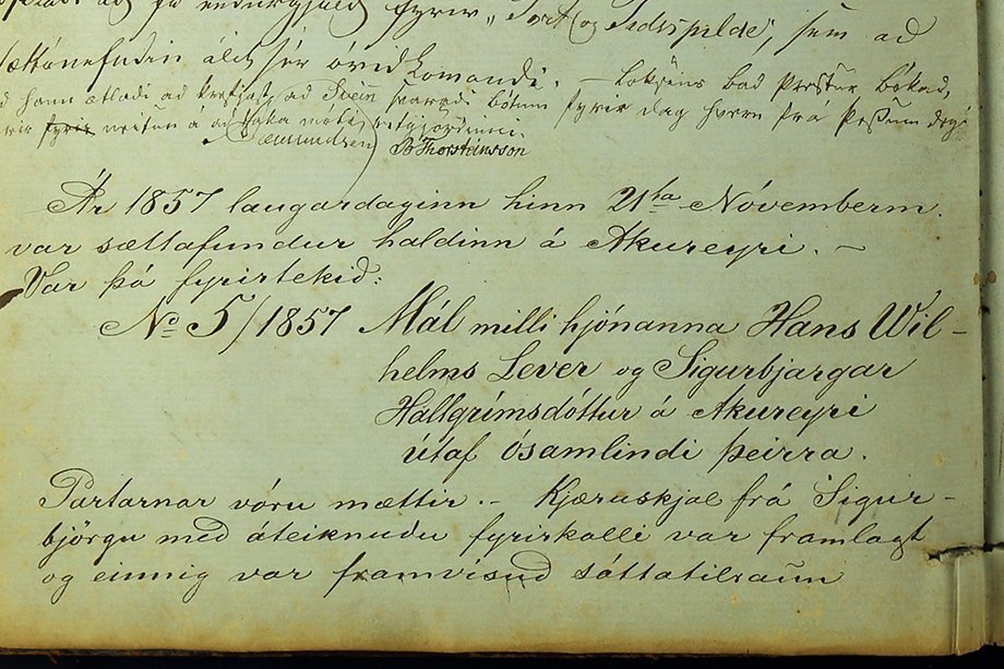 Sáttafundur árið 1857 vegna ósamlyndi hjóna
