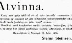 Auglýsing úr Alþýðumanninum 18. febrúar 1936