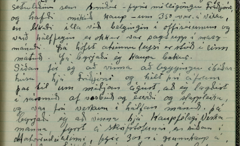 Ágrip úr dagbók Heiðreks Guðmundssonar fyrir 1943. Honum féll illa við „…belgingin í offisérunum…“