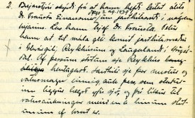 Úr fundargerð hitaveitunefndar 21.12.1939.  Steindór Steindósson skrifar fundargerðina