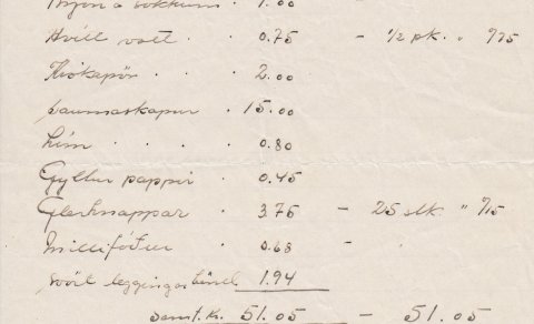 Efniskostnaður í búninga álfa og huldufólks