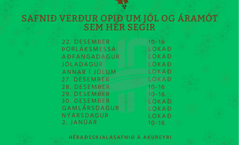 Afgreiðslutími um jól og áramót