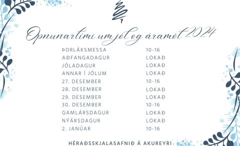 Afgreiðslutími um jól og áramót