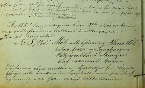 Sáttafundur árið 1857 vegna ósamlyndi hjóna