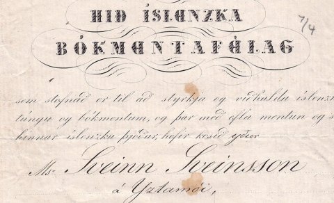 Skírteini Sveins á Yztamói frá 1867